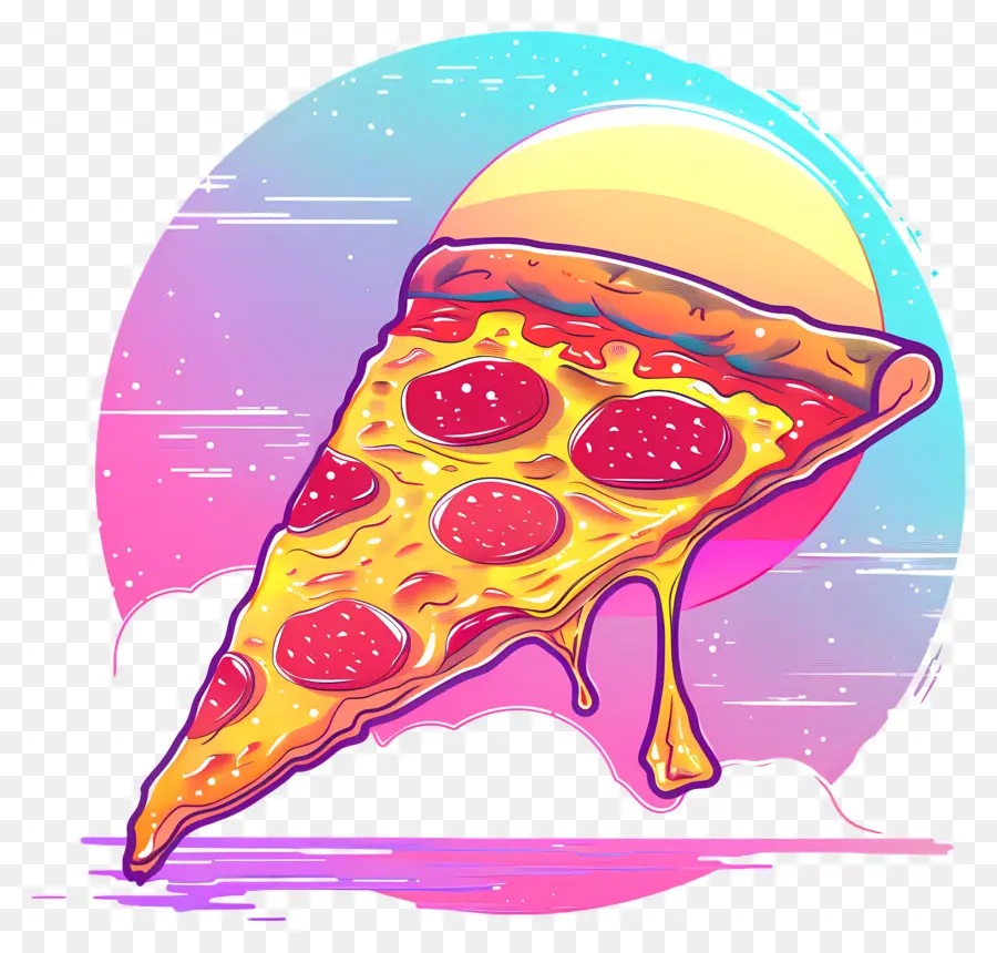 Пароволная пицца，Vaporwave PNG