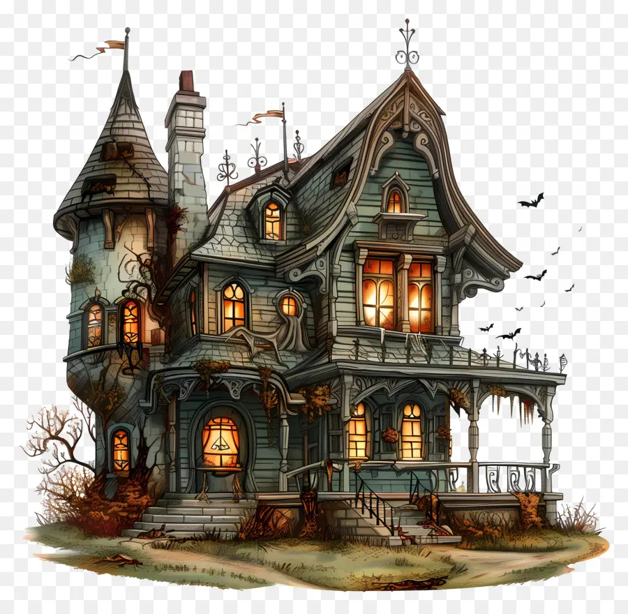 Дом с привидениями，Дом викторианского стиля PNG