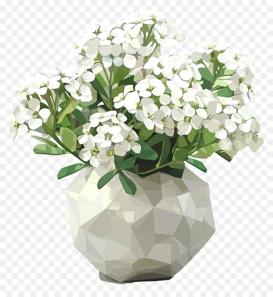 Цифровое цветочное искусство，белая ваза PNG