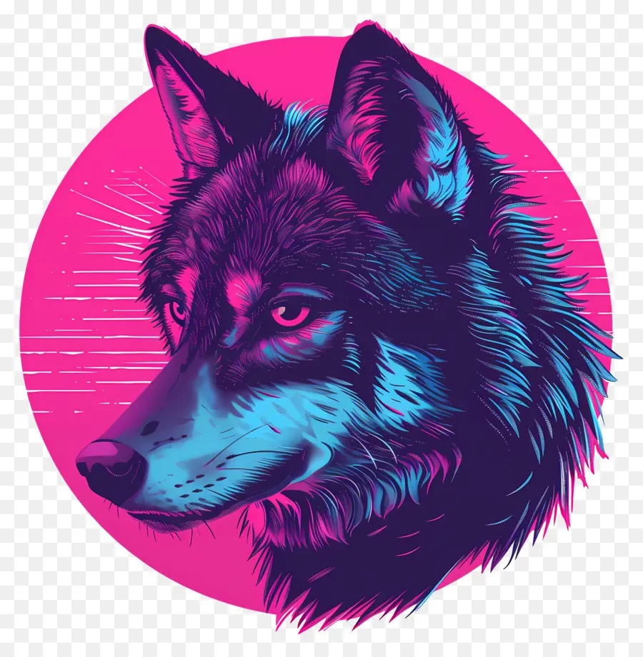 Vaporwave Wolf，Vaporwave PNG