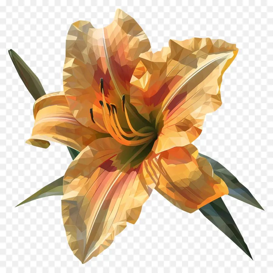 цифровой цветок，Оранжевая Лилия PNG