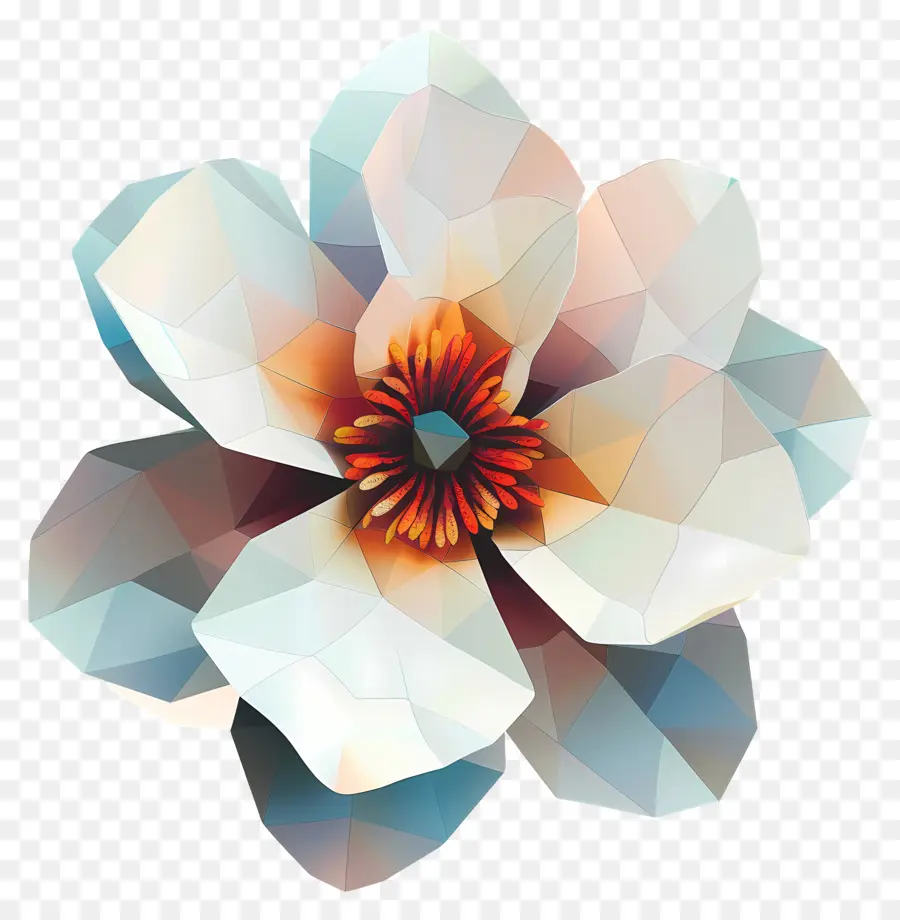 цифровой цветок，Низкий поли цветок PNG