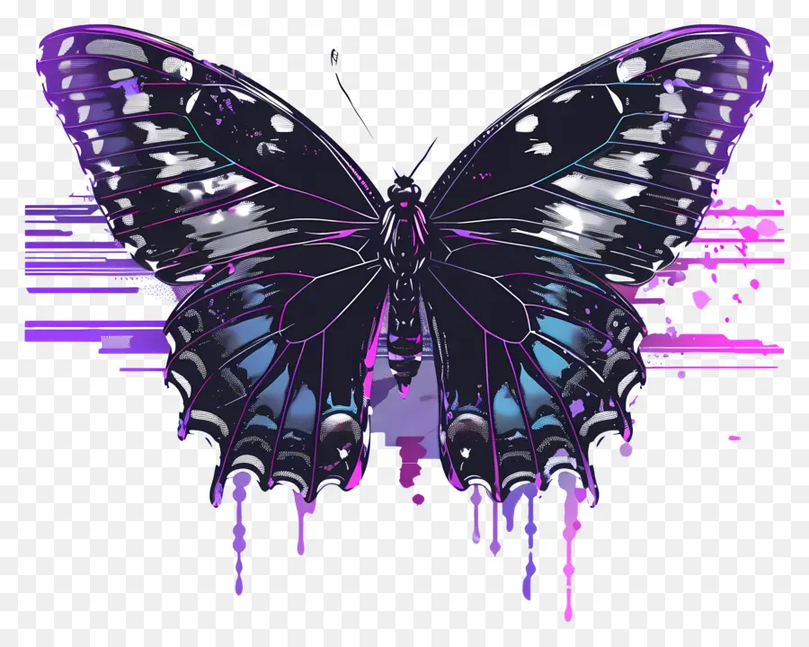 Пароволная бабочка，Vaporwave PNG