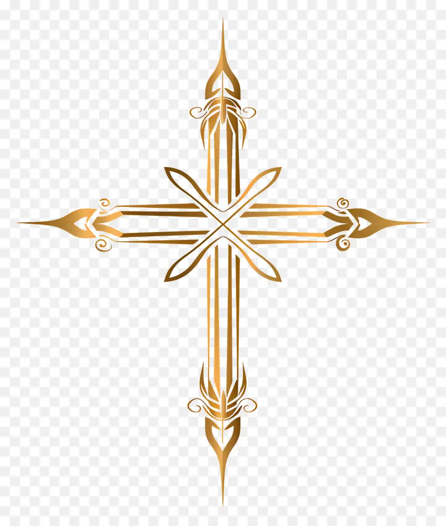 Христианский крест，золотой крест PNG