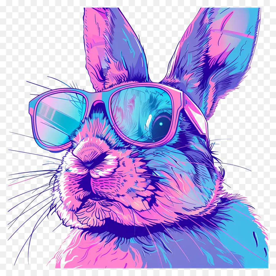 Пароволная кролик，Vaporwave PNG