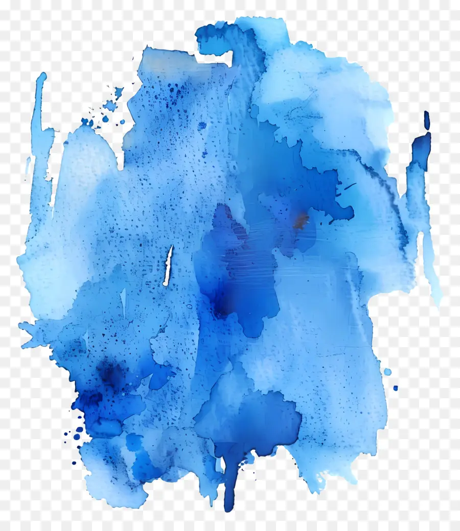 синий акварельный всплеск，Абстрактная живопись PNG