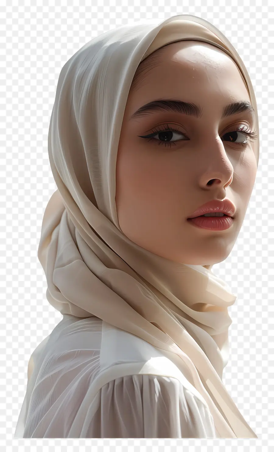 настоящая хиджаб девушка，Белый хиджаб PNG