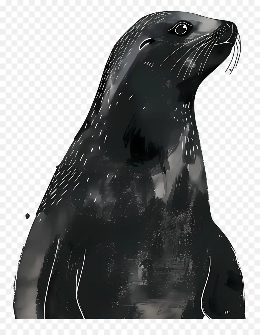 Seal，черно белая живопись PNG