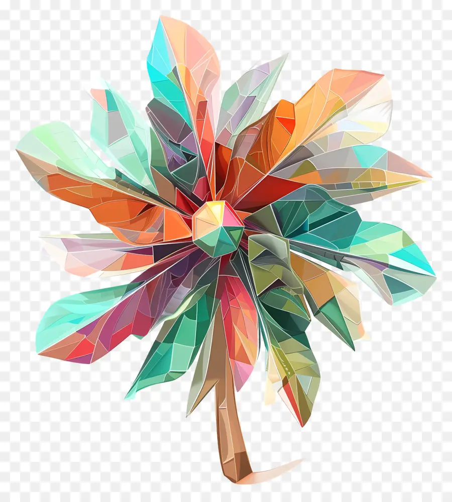 цифровой цветок，Геометрический цветок PNG