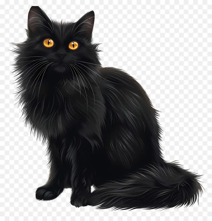 Черный кот，Золотые глаза PNG