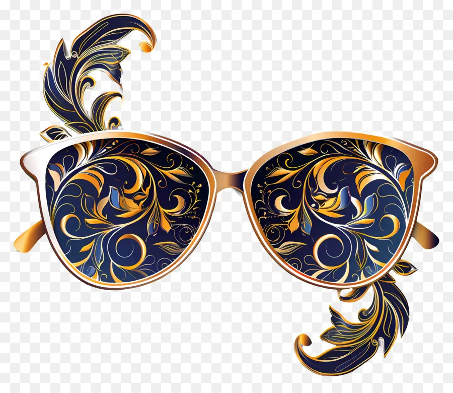 дизайн солнцезащитных очков，Золотые солнцезащитные очки PNG