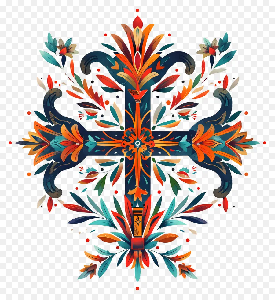 Христианский крест，Floral Pattern PNG