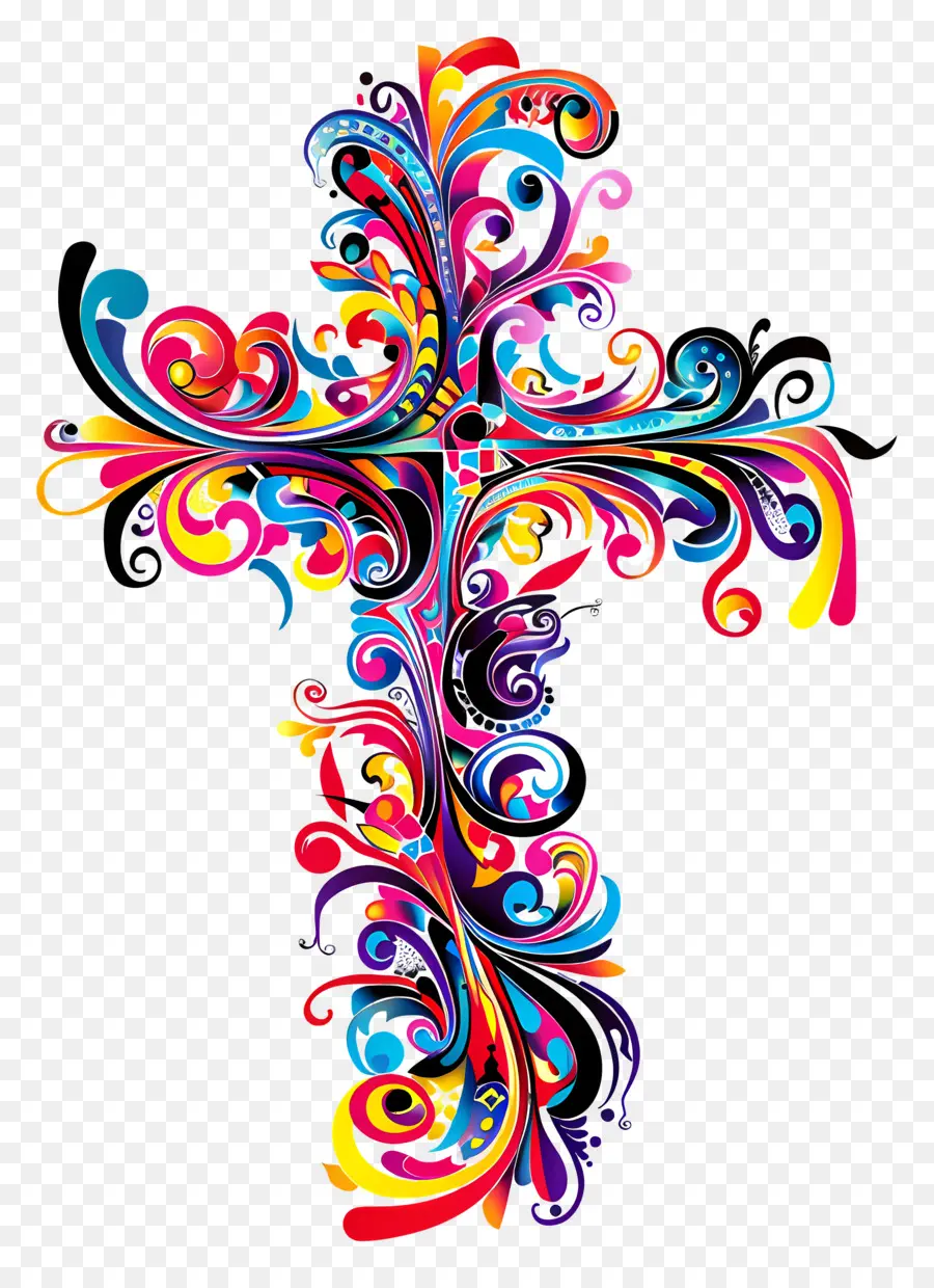 Христианский крест，психоделическое искусство PNG