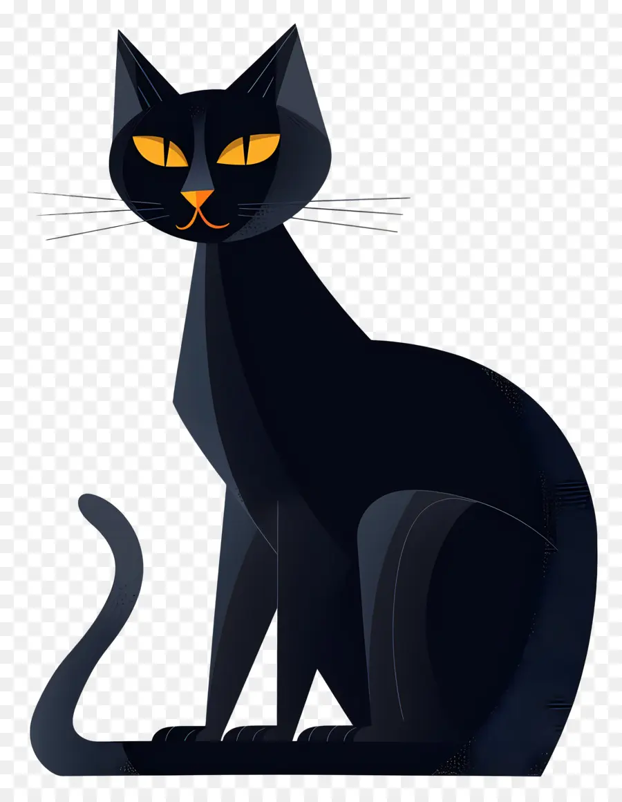 Черный кот，светящиеся глаза PNG