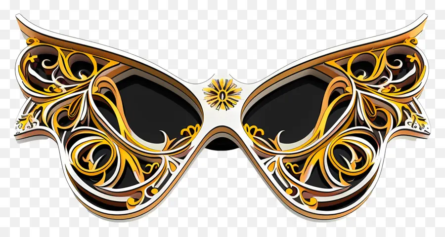 дизайн солнцезащитных очков，Золотая бабочка маска PNG