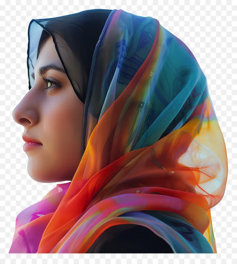 настоящая хиджаб девушка，Красочный платок PNG