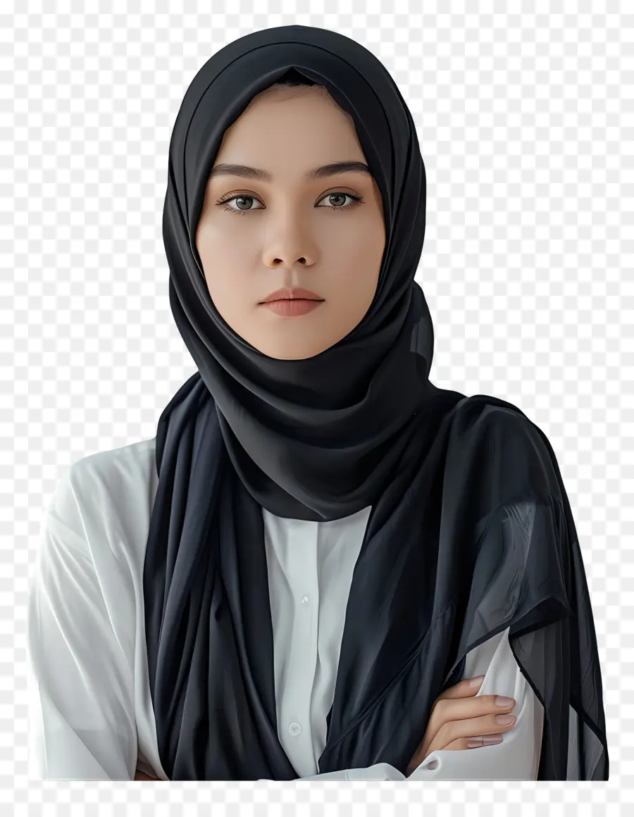 настоящая хиджаб девушка，Черный платок PNG