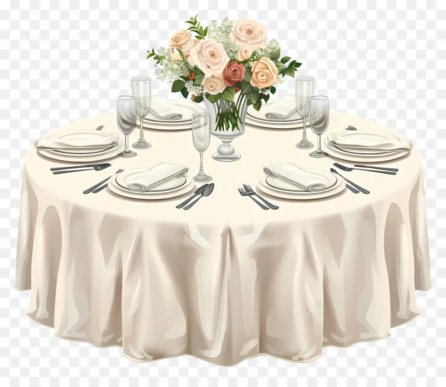 Свадебный стол，белая скатерть PNG