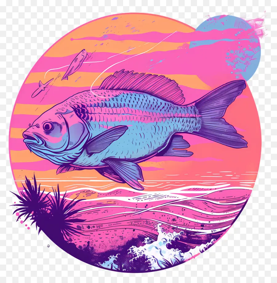 Пароволная рыба，Vaporwave PNG