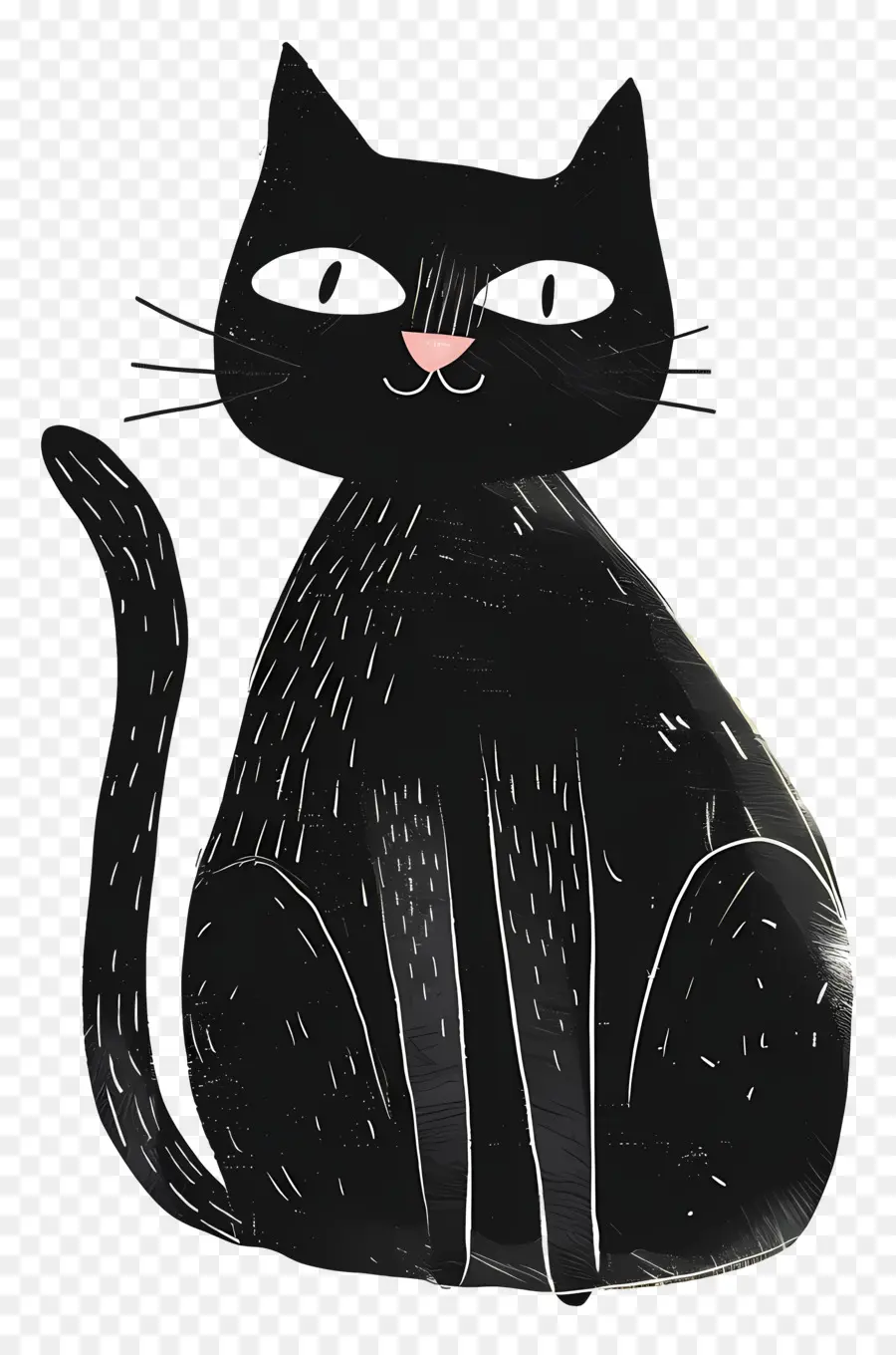 Черный кот，спящая кошка PNG
