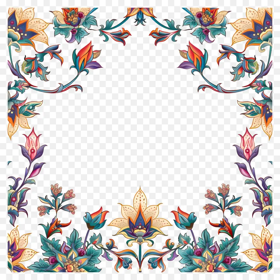 Исламский рисунок цветочной границы，цветочные кадр PNG