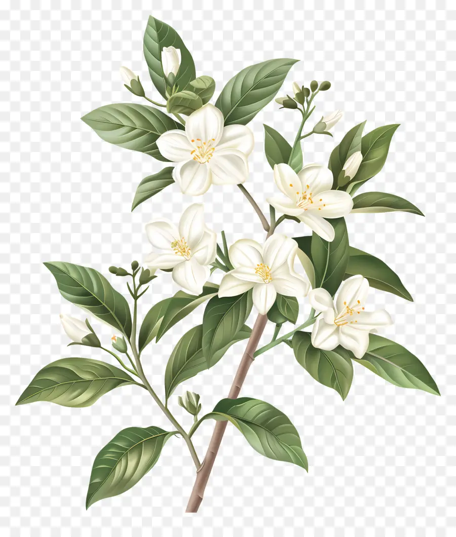 Белые жасминовые цветы，цветущее дерево PNG