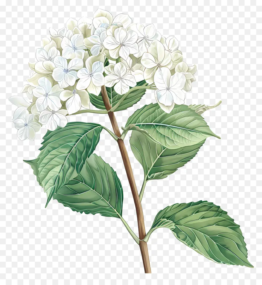 белый Гортензия，белый цветок PNG