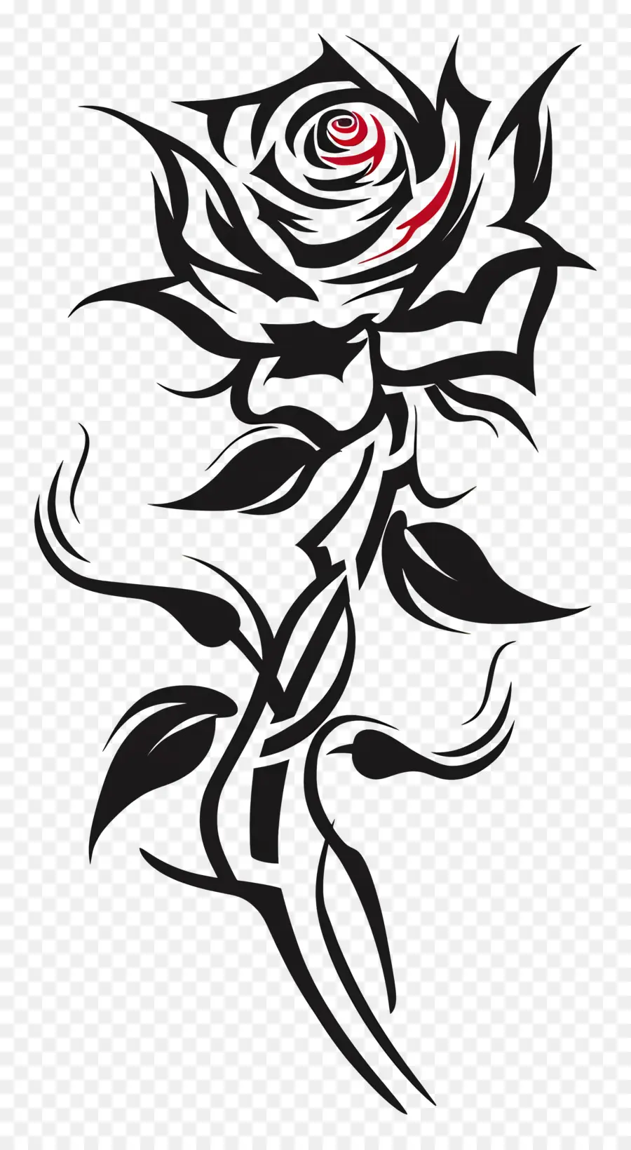 Татуировка племенной розы，Черная роза PNG