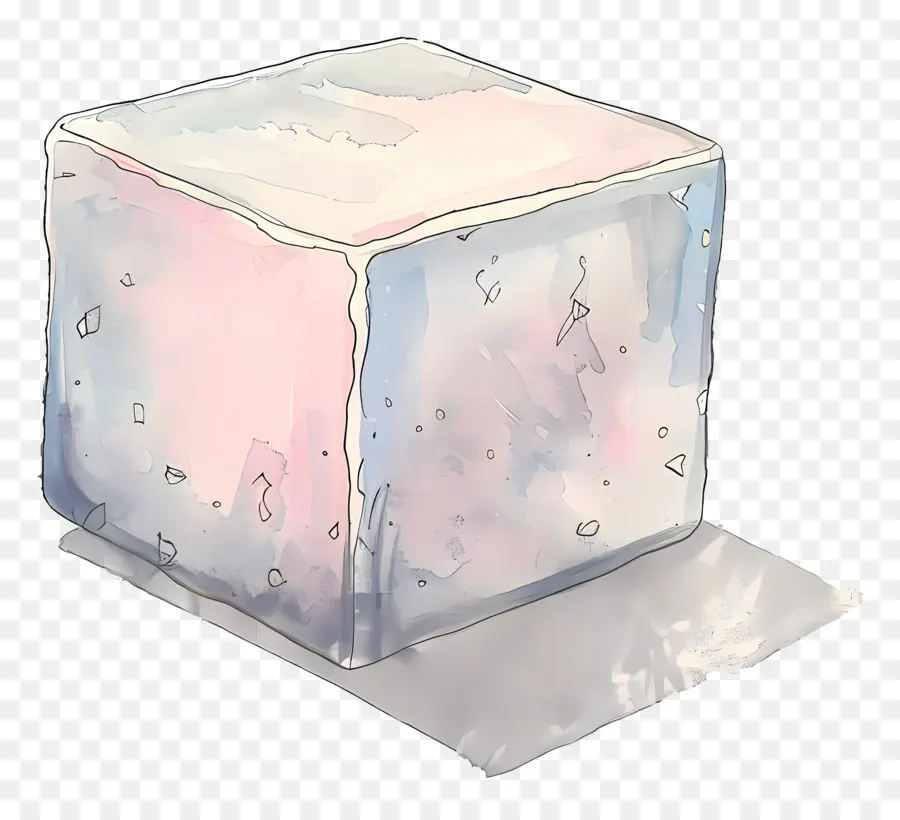 Кубик льда，акварельная живопись PNG