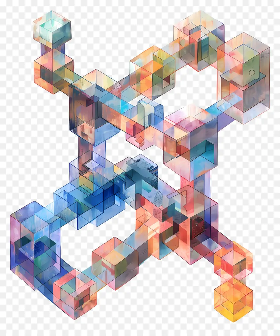 Блокчейн，геометрический дизайн PNG