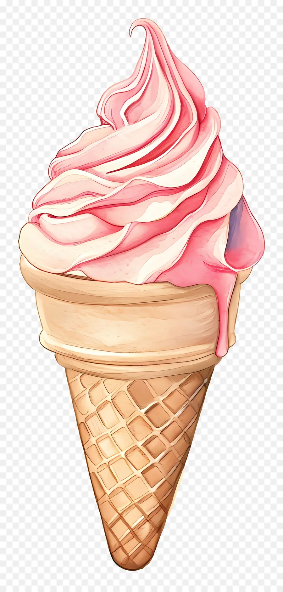 Мороженое，розовый конус мороженого PNG