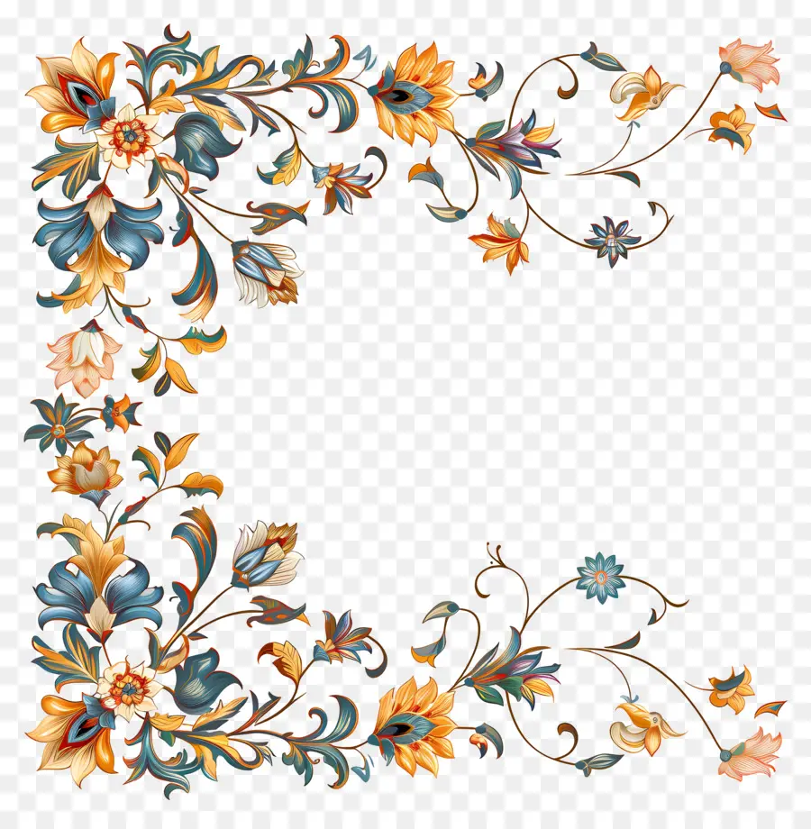 Исламский рисунок цветочной границы，цветочный дизайн PNG