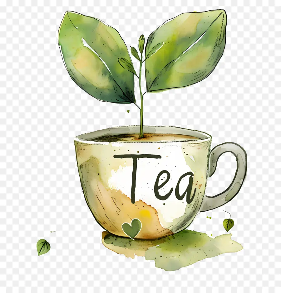 чай，акварельная живопись PNG
