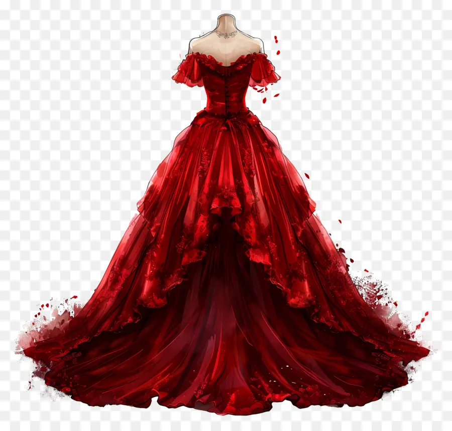 Красное свадебное платье，красное платье PNG