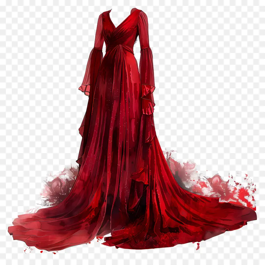 Красное свадебное платье，Красное вечернее платье PNG
