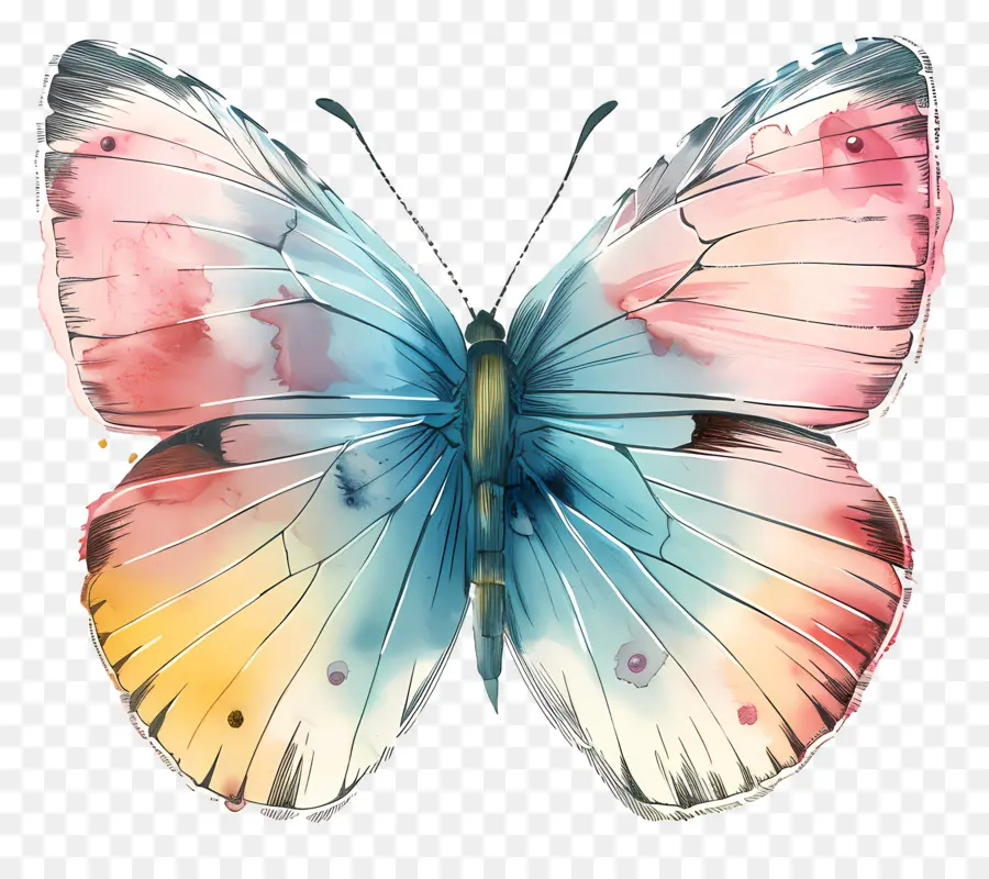 Бабочка，красочные крылья PNG