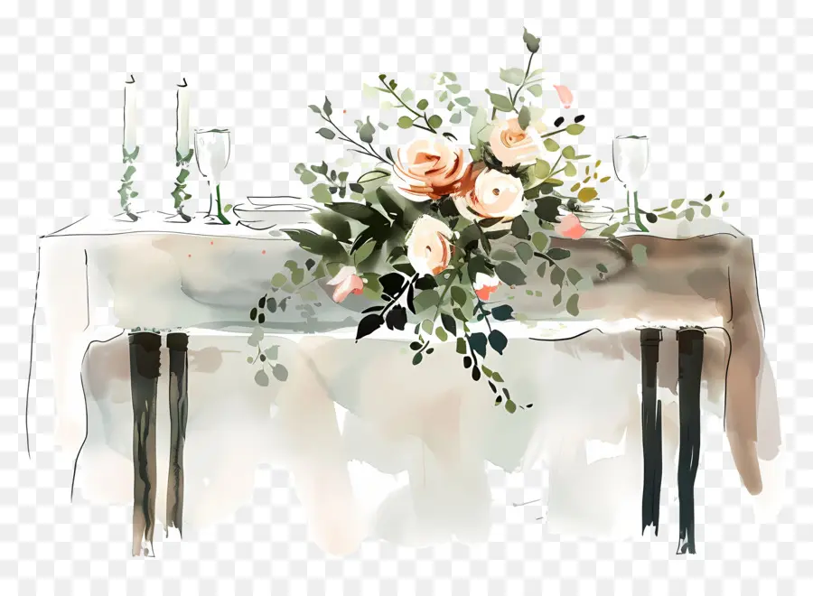 Свадебный стол，акварельная живопись PNG