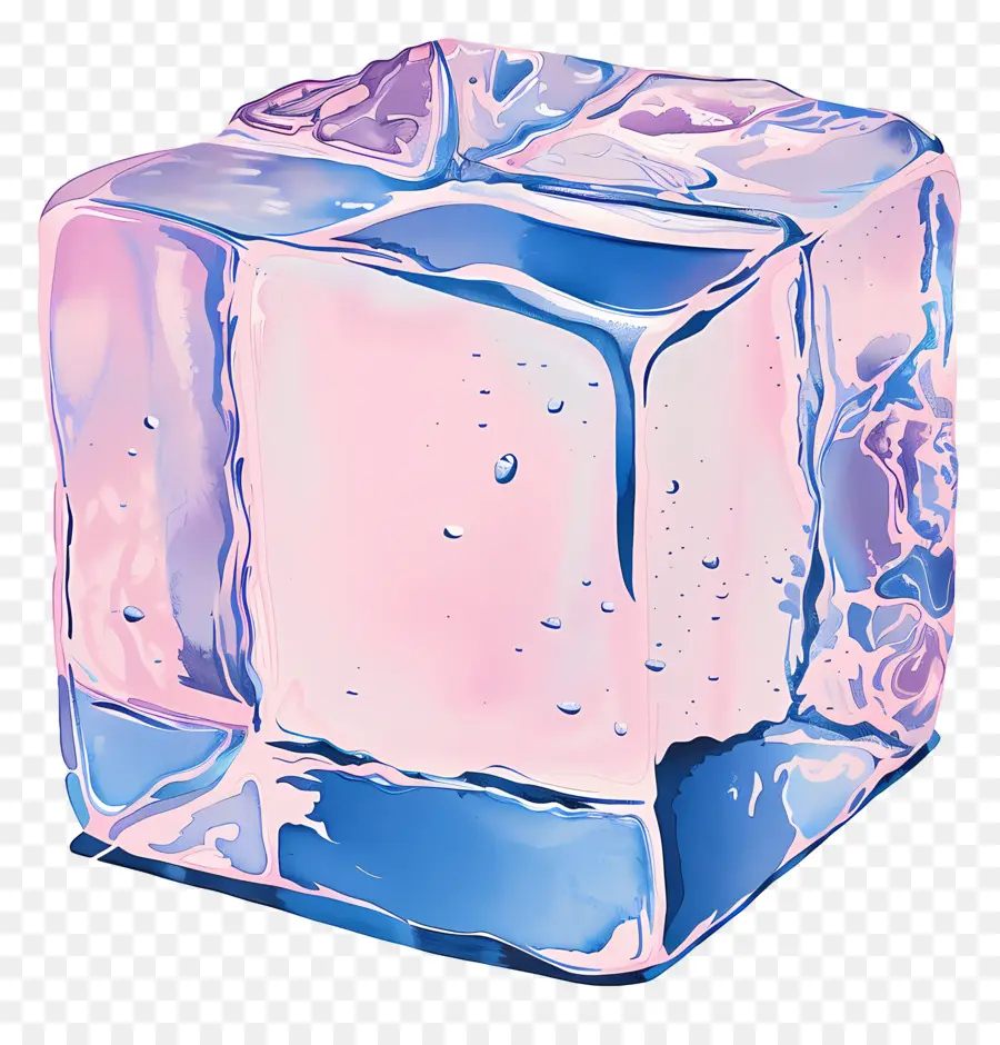 Кубик льда，розовый ледяной куб PNG