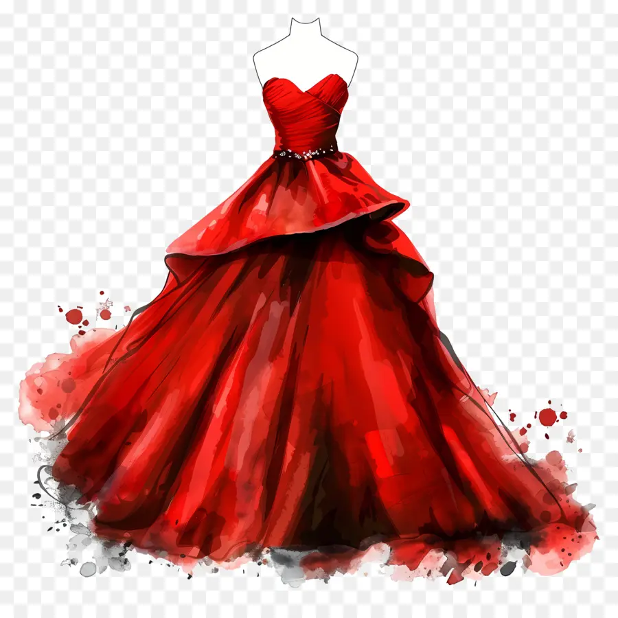 Красное свадебное платье，Красное мяч PNG