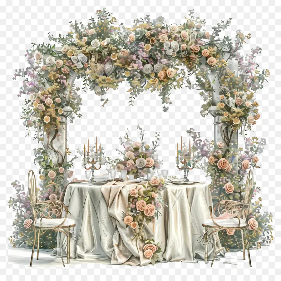Свадебный стол，Украшение свадебного стола PNG
