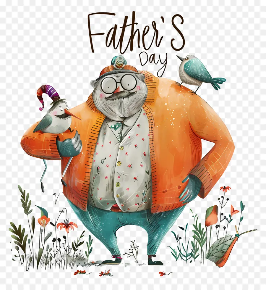 день отцов，Человек с птицей PNG