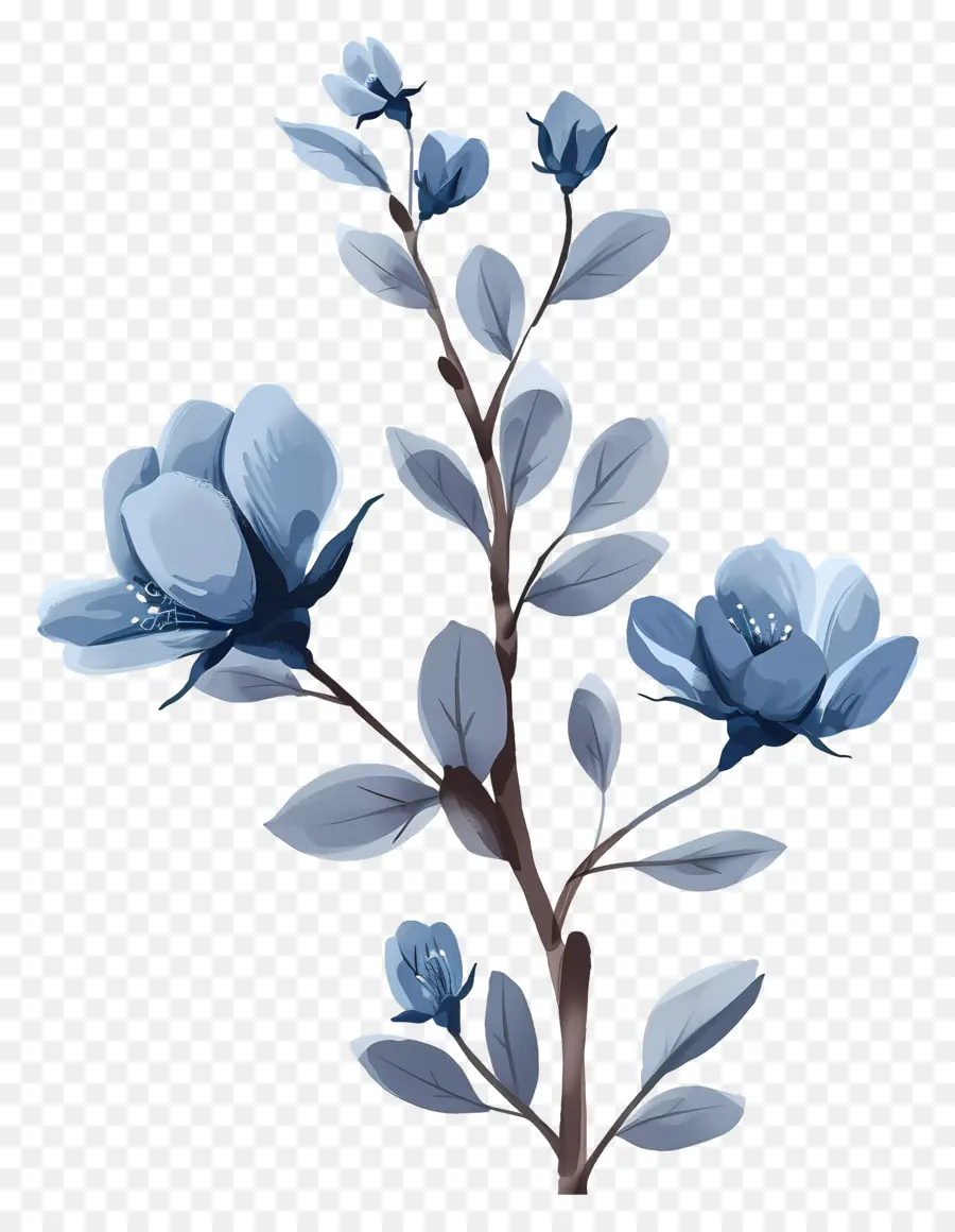 синие цветы，Голубое цветущее дерево PNG