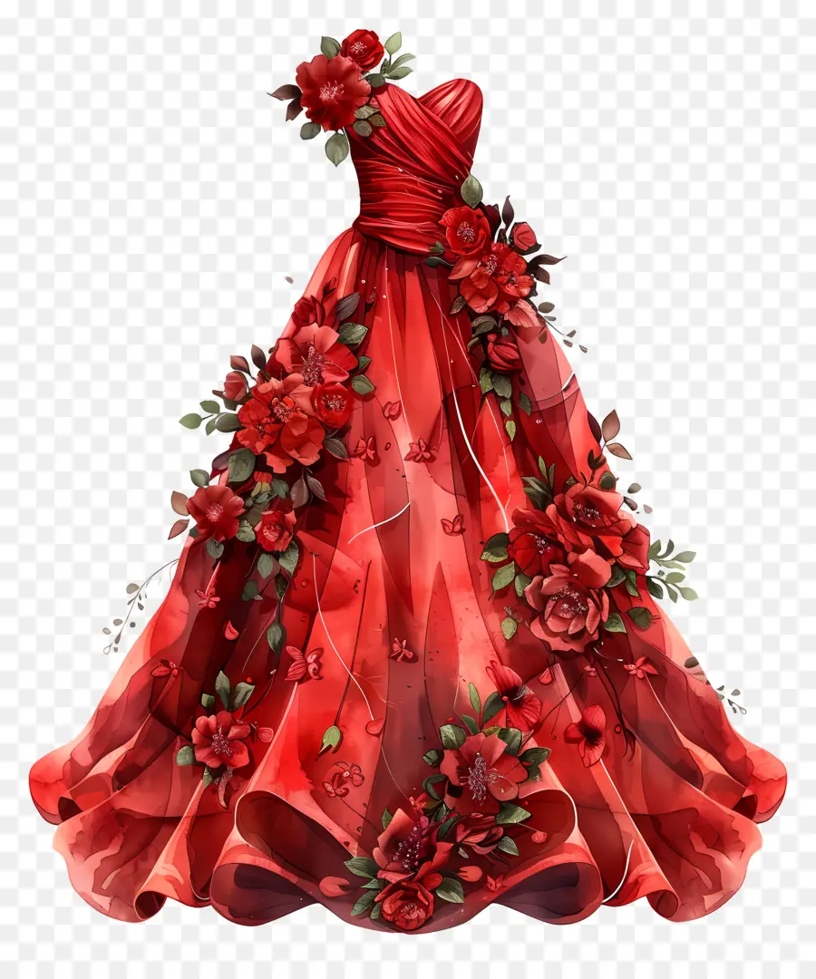 Красное свадебное платье，красное кружевное платье PNG