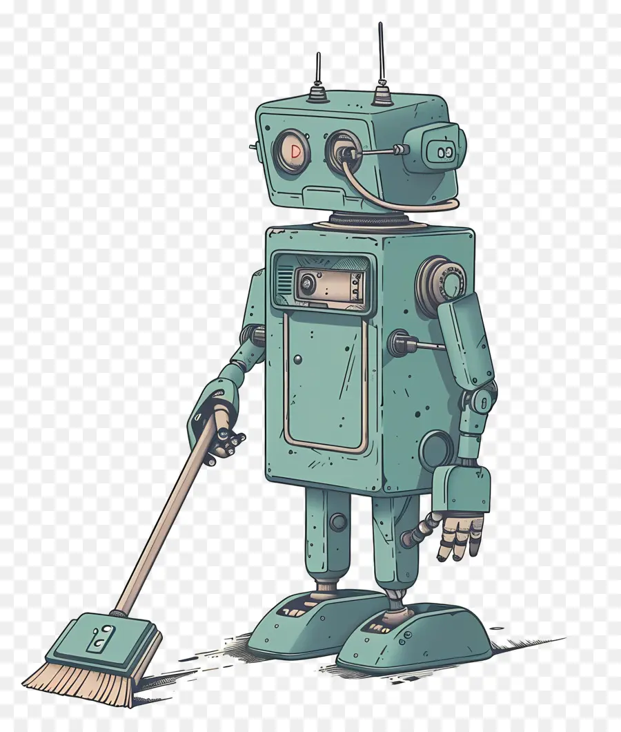 чистящий робот，робот мультфильм PNG