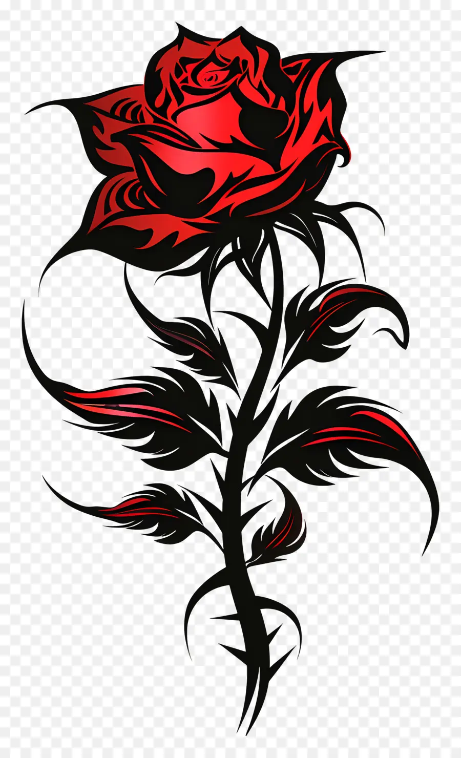 Татуировка племенной розы，красная роза PNG