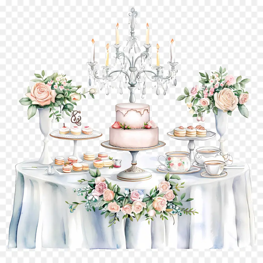 Свадебный стол，Свадебный торт PNG