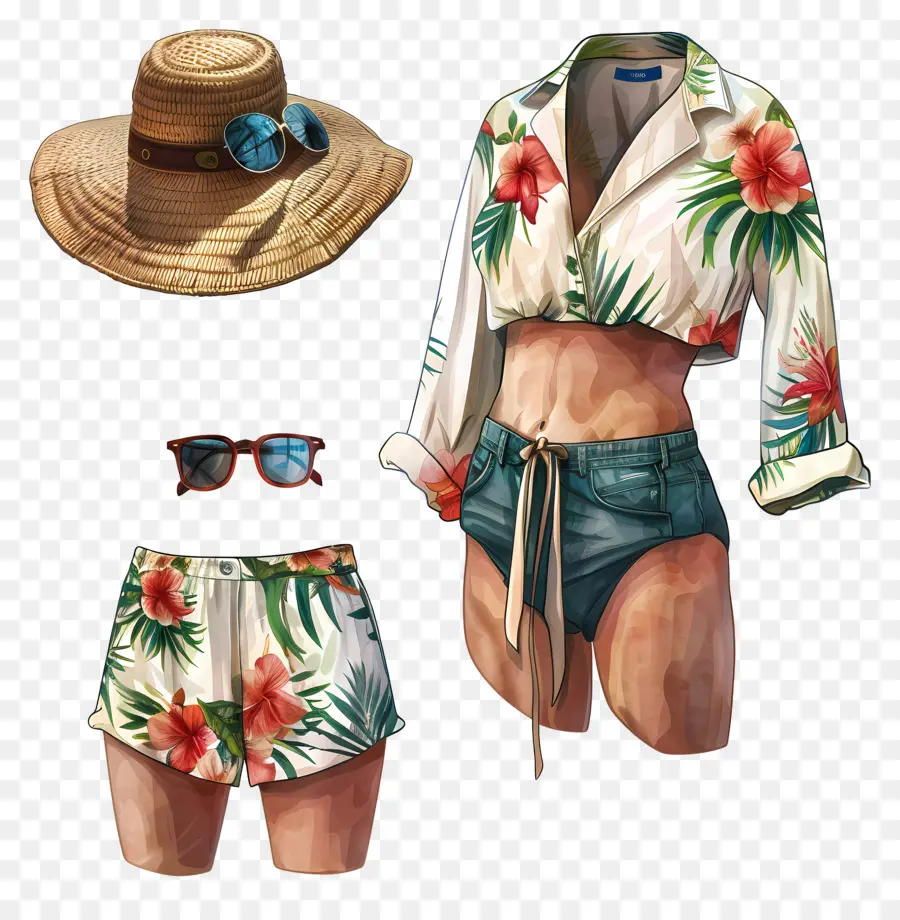 летний наряд，летняя мода PNG