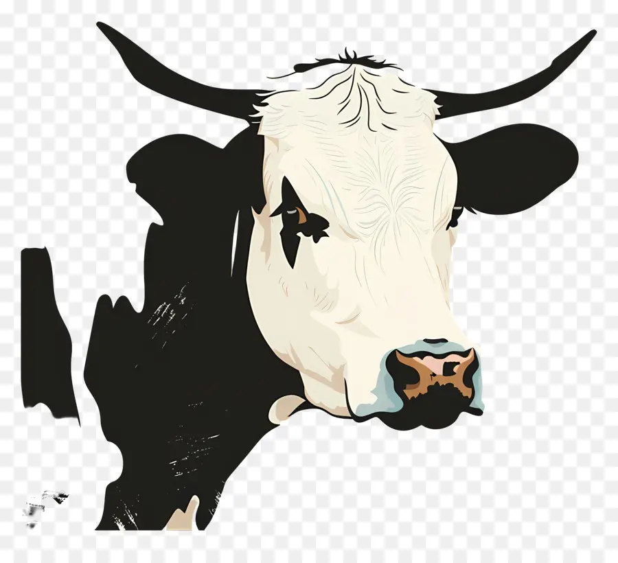 корова，черный и белый PNG