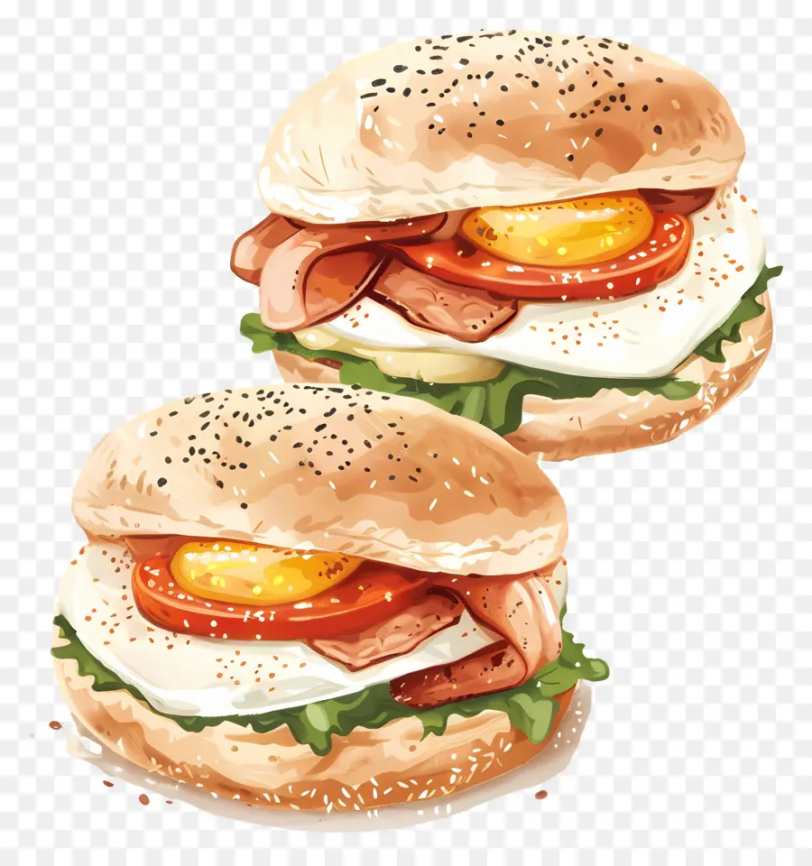 Завтрак бутерброды，Гамбургер PNG