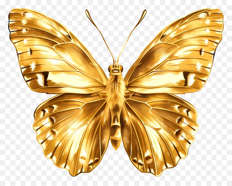 Золотая бабочка，Сложные детали PNG
